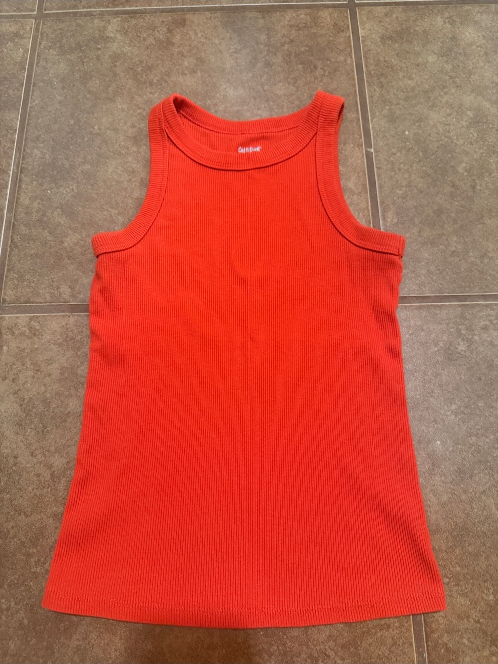 Cat & Jack Coral-Red Ribbed Tank Top